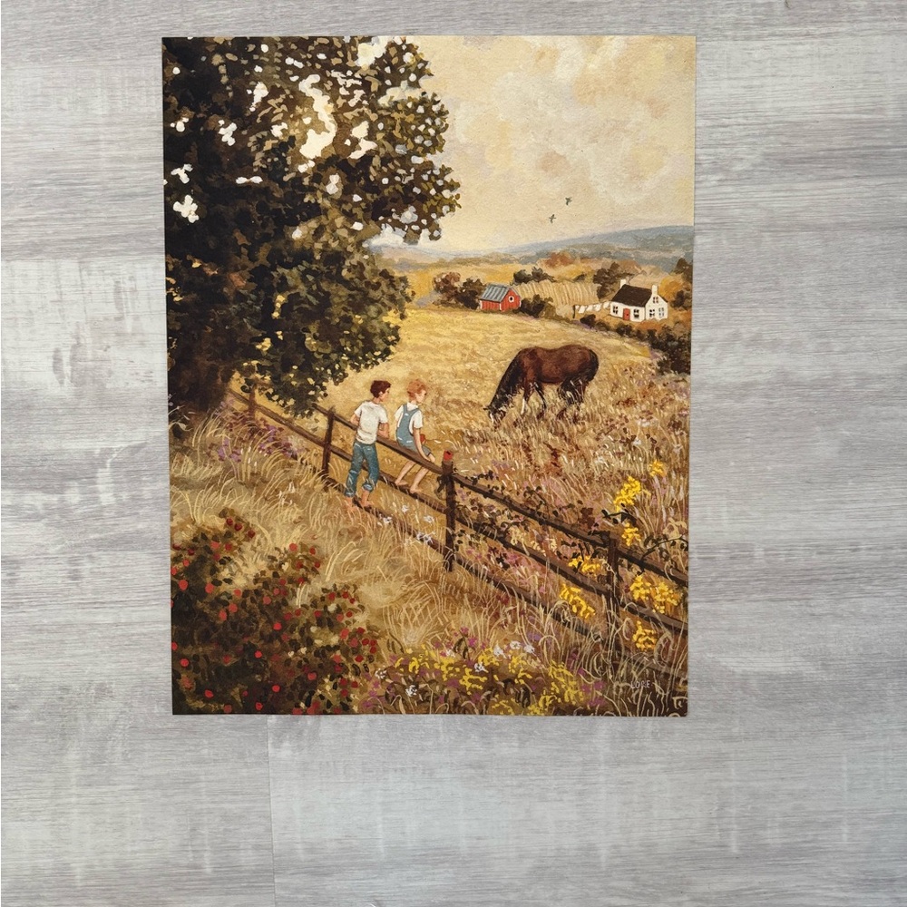 Lore Pemberton Rustic Countryside Wall Art with Horse and Children